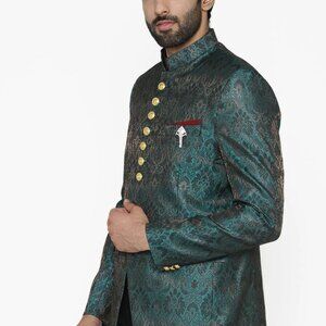 Wintage Men's Banarasi Rayon Cotton Green Blazer s48